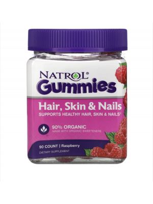 Natrol Hair, Skin & Nails Gummies, Витамины для кожи, волос , ногтей с большим количеством биотина, 90 жевательных пастилок